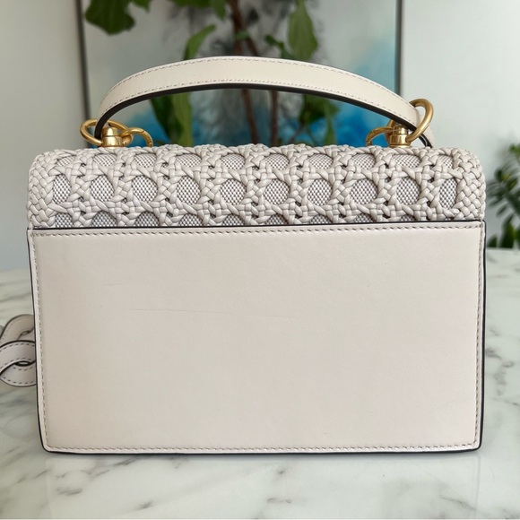 NWOT Tory Burch Miller Basketweave Small Flap Shoulder Bag Brie Ivory Leather - Picture 7 of 16